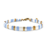 Bracelet Flat beads light blue &amp; white