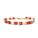 Bracelet Flat beads red &amp; brown