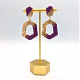 Earrings Retro Purple Hexagon