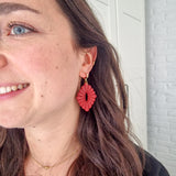 Earrings Ruby Red Draped Flower