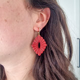 Earrings Ruby Red Draped Flower