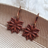 Earrings Gingerbread Brown Poinsettia