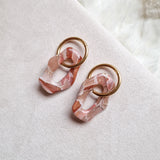 Earrings Dusty Pink Stone Dangle Organic