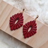 Earrings Ruby Red Draped Flower