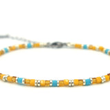 Anklet Square beads yellow blue silver
