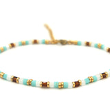 Anklet Square beads blue and brown
