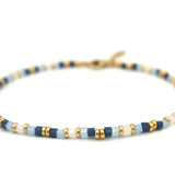 Anklet Square beads blue and white