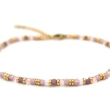 Anklet Square beads mix purple