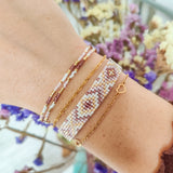 Bracelet fine beads double purple opaque