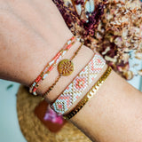 Weaving bracelet Aztec peach pink opaque