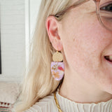 Earrings Lilac flowers oval