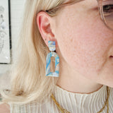 Earrings Blue agate bow