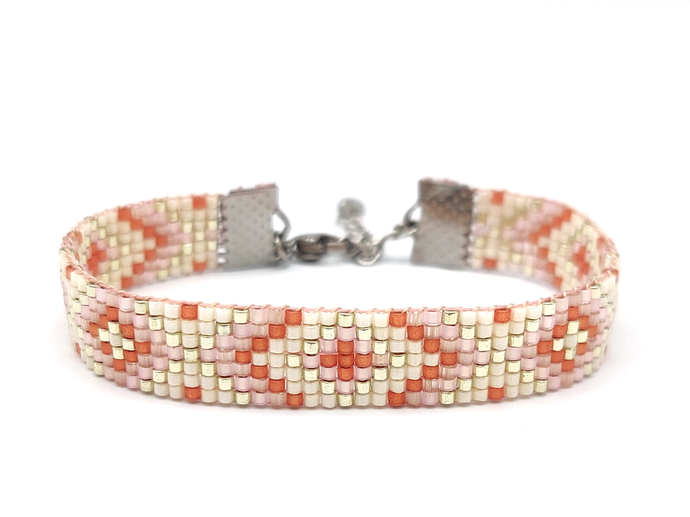Weaving bracelet Aztec peach pink opaque