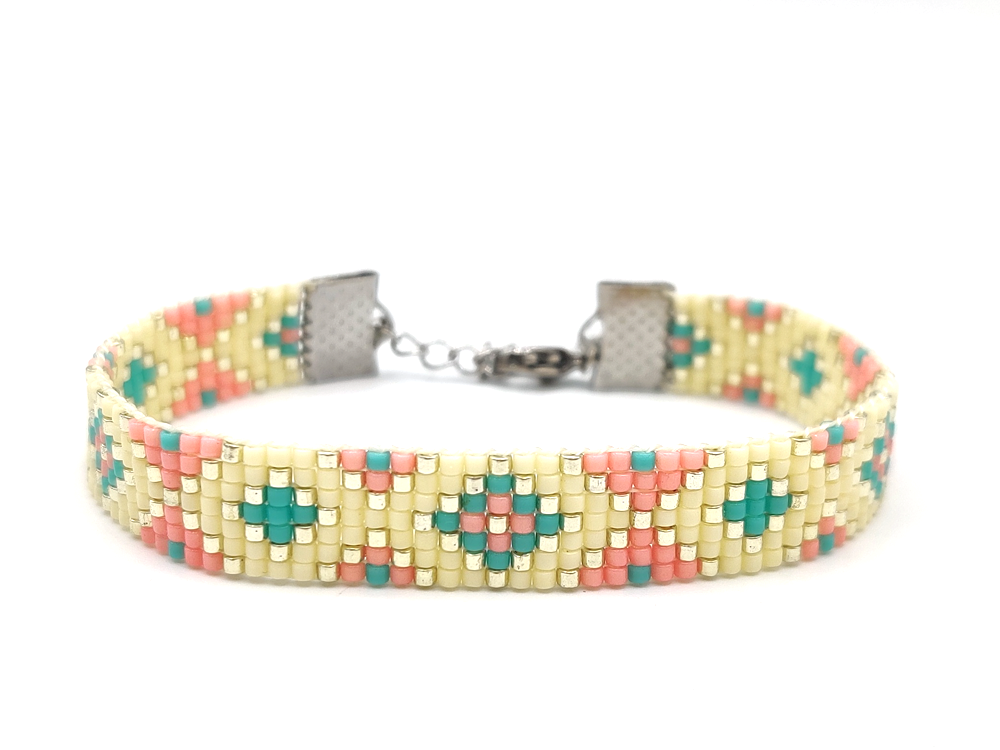 Weaving bracelet Crossed pink &amp; blue